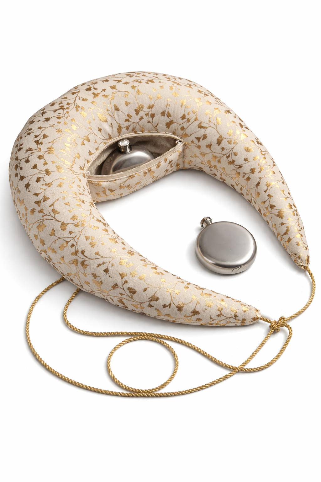 Hidden Flask Bum Roll – Gold Vine Brocade